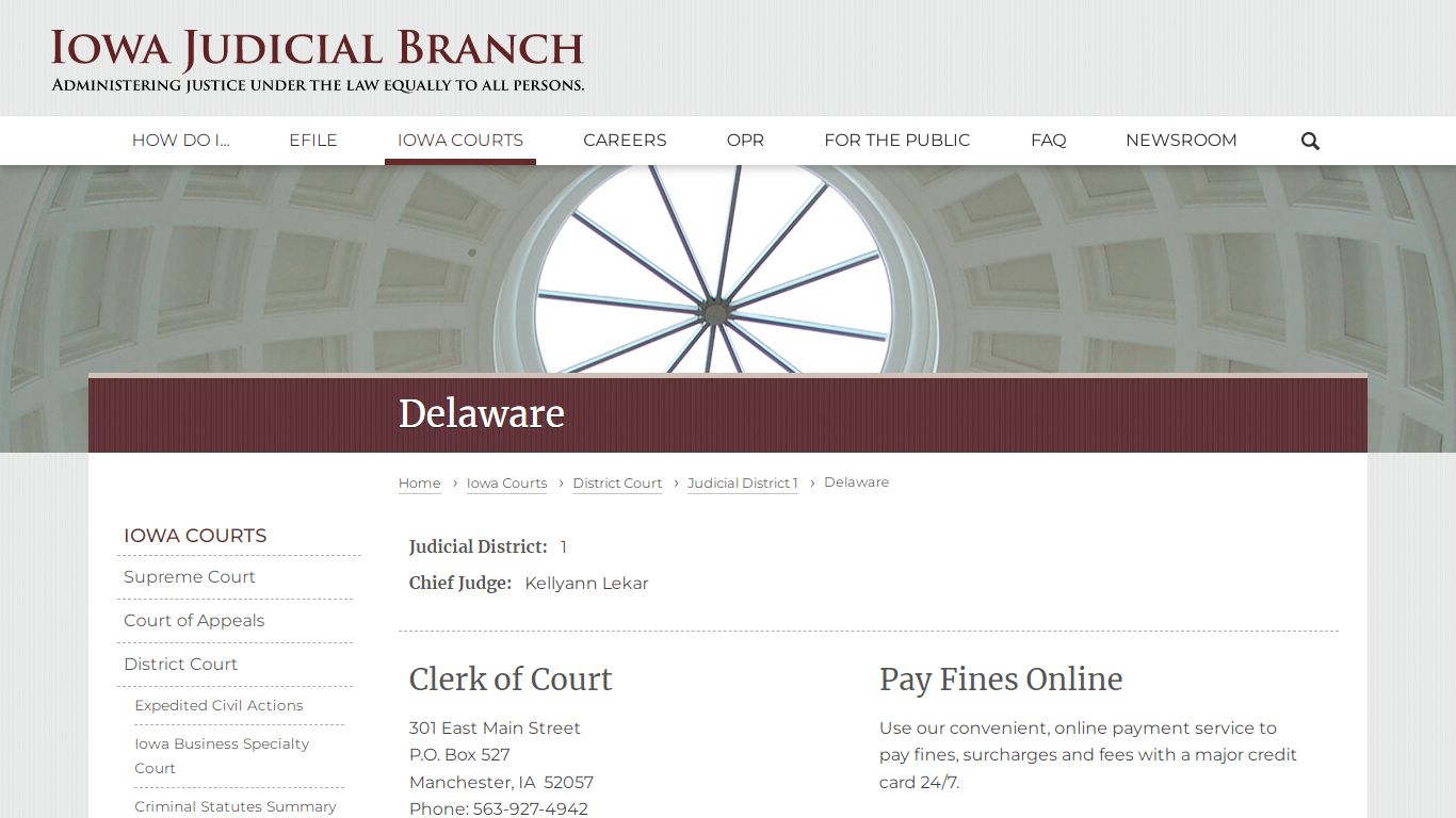 Delaware | Judicial District 1 | Iowa Judicial Branch